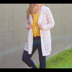 NWT American Eagle Pointelle Hooded Cardigan